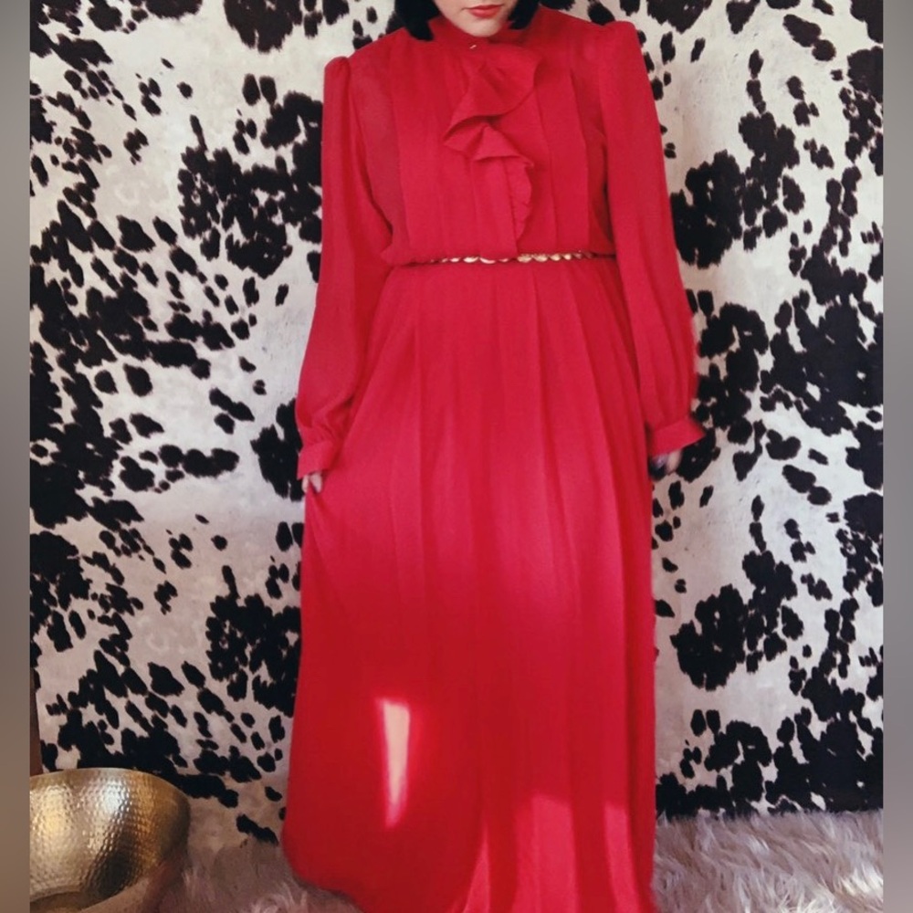 Vintage red long dress LA RETRO GIRL